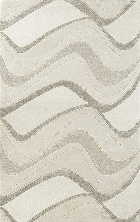 8' X 10' Ivory And Gray Wool Abstract Hand Tufted Area Rug
